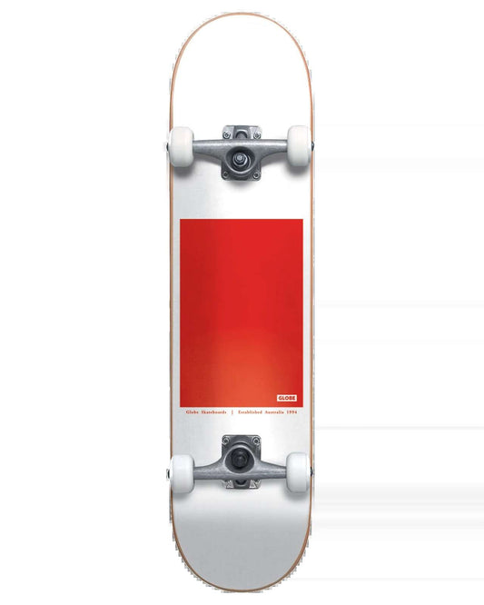 Globe G0 Block Serif - White/Red - 8.0" Complete Skateboard Globe