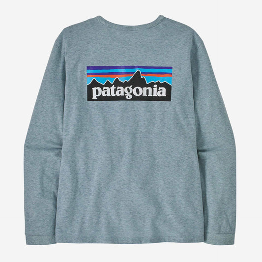 Patagonia Women's Long-Sleeved P-6 Logo Responsibili-Tee®-Thermal Blue