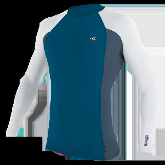 O'NEILL PREMIUM SKINS MENS LONG SLEEVE RASH VEST - ULTRA BLUE/COPENBLUE/WHITE