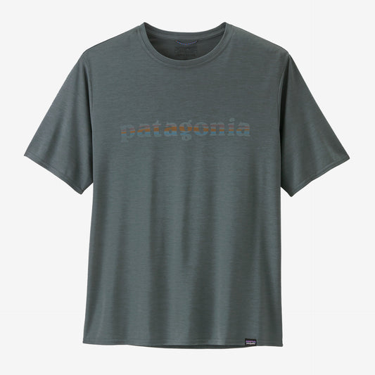 Patagonia Men's Capilene® Cool Daily Graphic Shirt-'73 Text Logo: Nouveau Green X-Dye