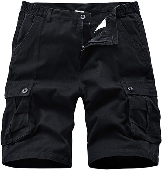 Men's Multi Pocket Cargo Shorts-Black