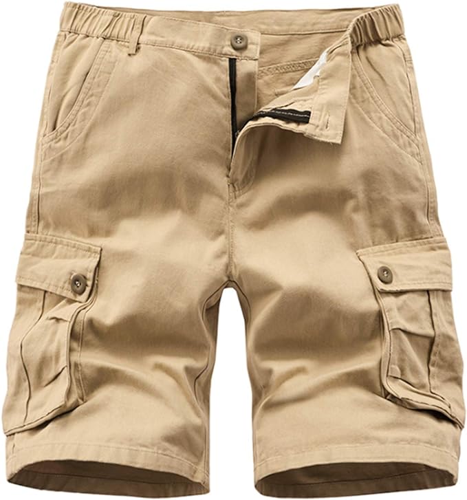 Men's Multi Pocket Cargo Shorts-Stone SRG Apparel