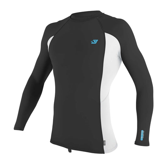 O'NEILL PREMIUM SKINS MENS LONG SLEEVE UV50+ RASH GUARD - raven/white/raven