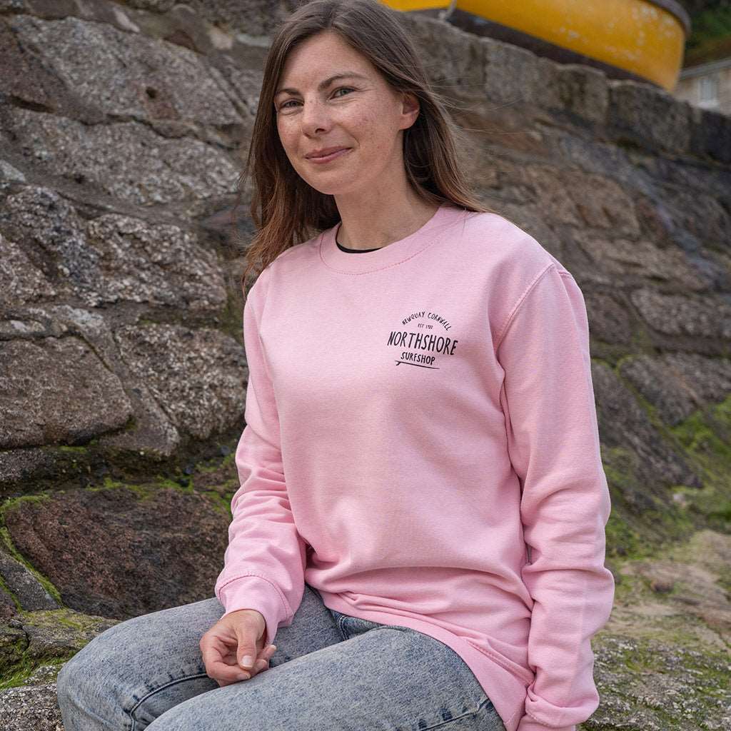 Northshore Core Classic Logo Crew Neck Sweatshirt- Baby Pink - Northshore Surf Shop - Sweatshirt - 