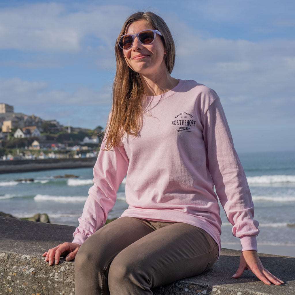 Northshore Core Classic Logo Long Sleeve Pink T Shirt- Light Pink - Northshore Surf Shop - Long Sleeve T Shirt - 