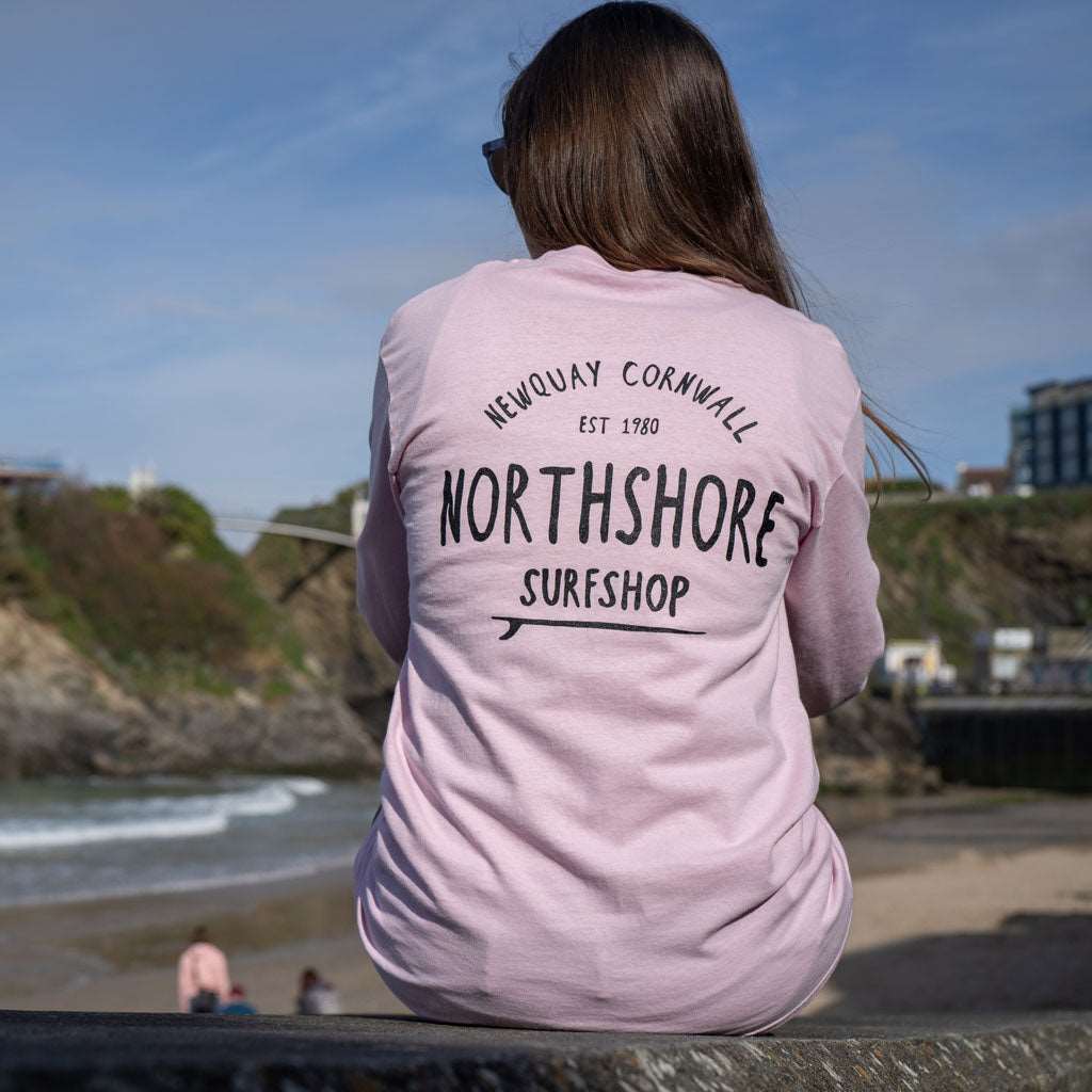 Northshore Core Classic Logo Long Sleeve Pink T Shirt- Light Pink - Northshore Surf Shop - Long Sleeve T Shirt - 