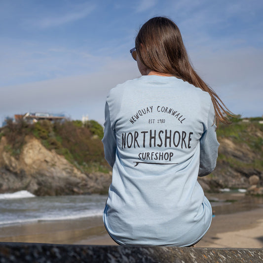 Northshore Core Classic Logo Long Sleeve T Shirt- Light Blue - Northshore Surf Shop - Long Sleeve T Shirt - 