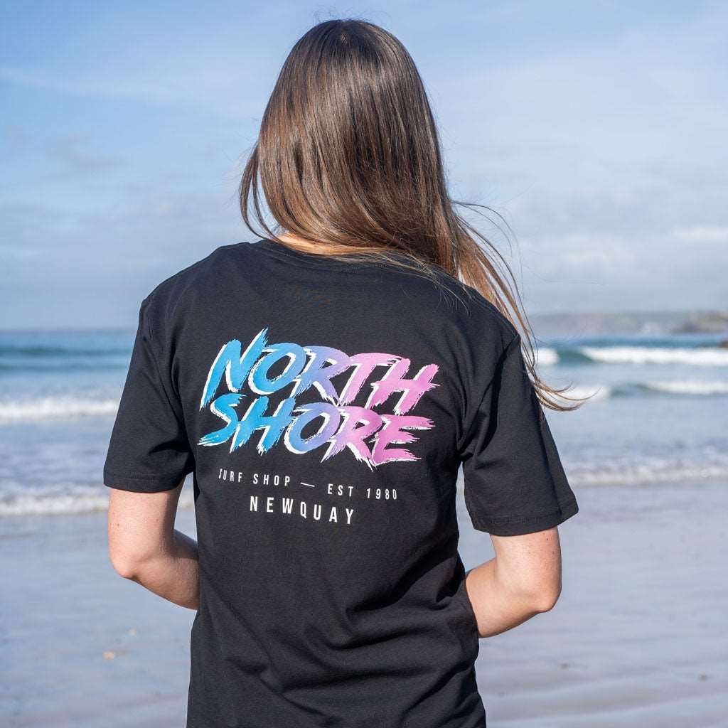 Northshore 80’s Fade Black T Shirt- Black - Northshore Surf Shop - T Shirt - 