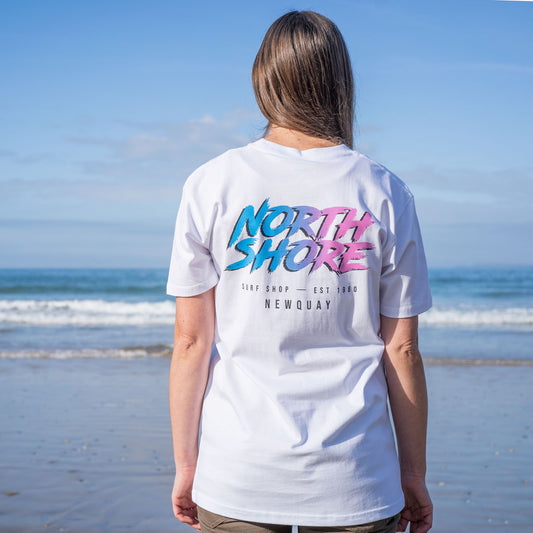 Northshore 80’s Fade White T Shirt- White - Northshore Surf Shop - T Shirt - 
