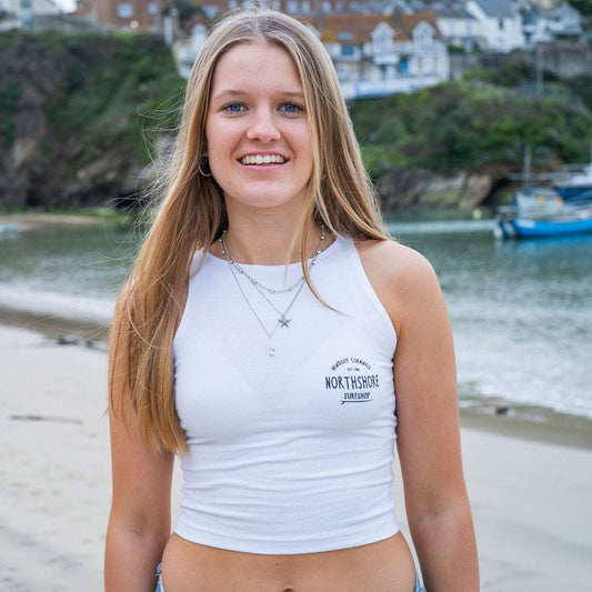 Northshore Girls Cropped Racer Top- White - Northshore Surf Shop - Vest - 