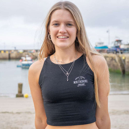 Girls Cropped Racer Top | Black | Northshore Surf Shop | Vest