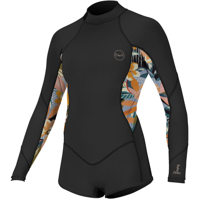 O’Neill Girls Bahia L/S Short Leg Spring Wetsuit - Black / Demi Floral