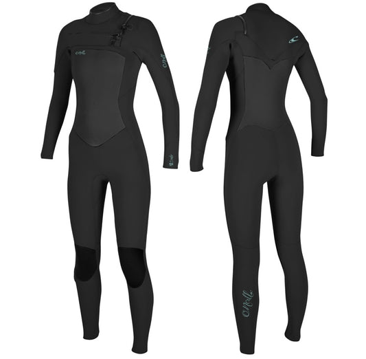 O’NEILL EPIC WOMENS 4/3 CHEST ZIP WETSUIT ( BLACK )