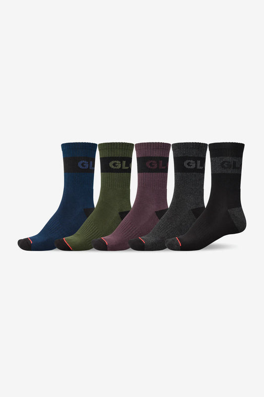 Globe Horizons Crew Sock 5 Pack - Assorted Dark Assorted