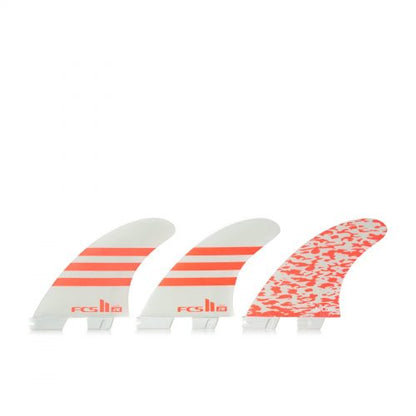 FCS II JULIAN WILSON PC AIRCORE THRUSTER SURFBOARD FINS (White / Orange) - FCS - Thrusters - 