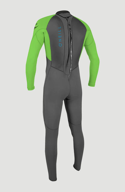 O’NEILL KIDS REACTOR-2 3/2MM BACK ZIP FULL WETSUIT ( Blk/Green)