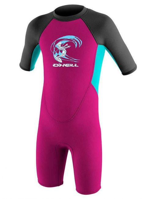 O’NEILL TODDLER REACTOR 2MM BACK ZIP SHORTY WETSUIT (Berry/Aqua)