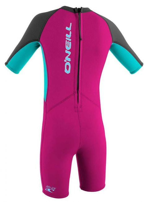 O’NEILL TODDLER REACTOR 2MM BACK ZIP SHORTY WETSUIT (Berry/Aqua)