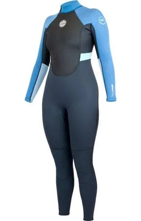 Alder Impact Women’s Full Suit Back Zip 3/2mm - Charcoal / Blue