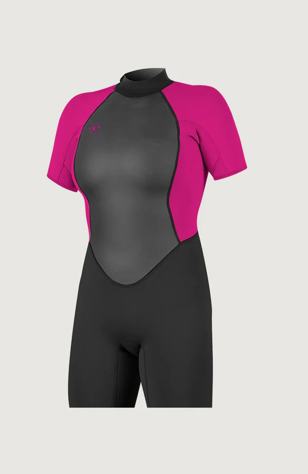 O’NEILL WOMENS REACTOR 2MM BACK ZIP SHORTY WETSUIT - Black / Berry