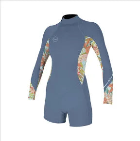 O'Neill Ladies Bahia Long Sleeve Shorty 2/1mm wetsuit - Infinity / Dahlia