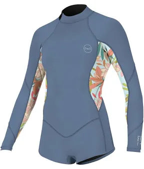 O’Neill Girls Bahia L/S Short Leg Spring Wetsuit - Infinity/ Dahlia