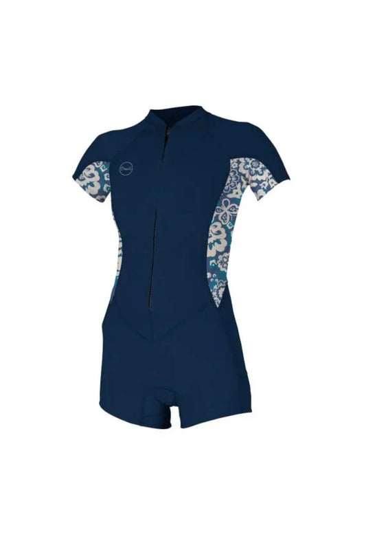 O'Neill Ladies Bahia 2mm Front Zip Short Sleeve Shorty Wetsuit - French Navy