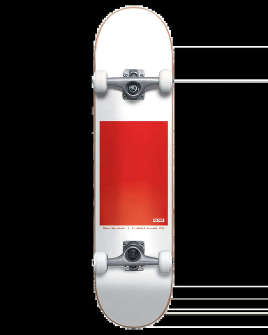 Globe G0 Block Serif - White/Red - 8.0" Complete Skateboard