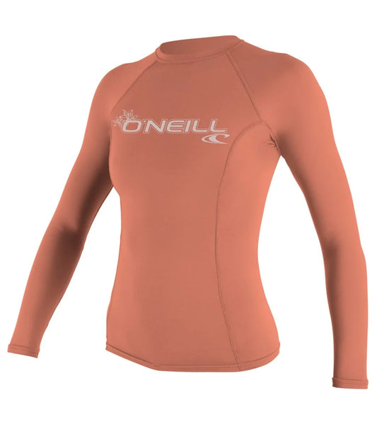 O'NEILL Womens Basic Skins Long Sleeve Crew Rash Vest light grapefruit | O’neill |