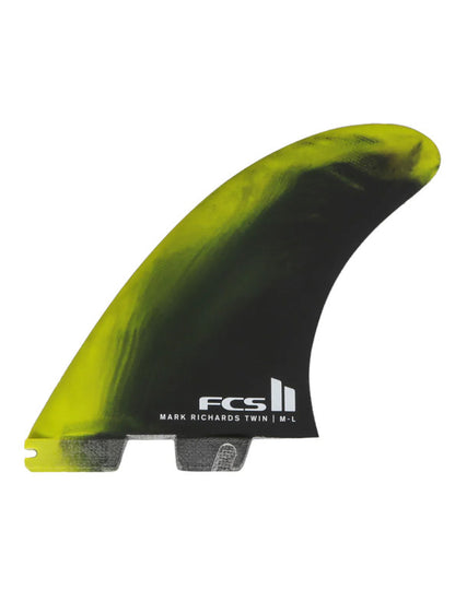 FCS II MR PC Twin + Stabilizer Fins cyber lime/black | FCS | Surfboard Fins.