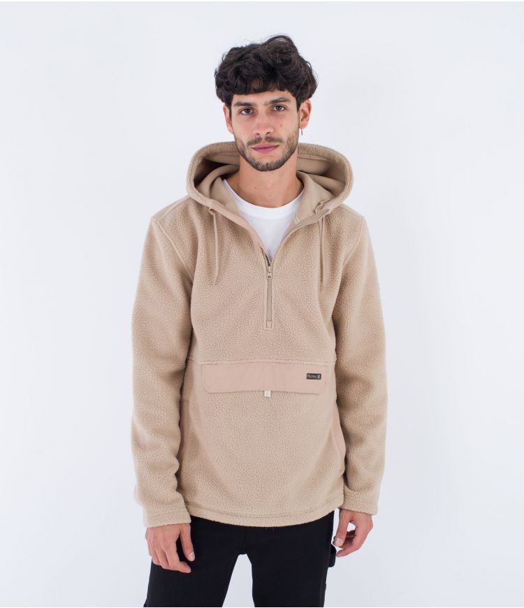 Hurle Burrito sherpa Anorak 1/4 zipper-Natural