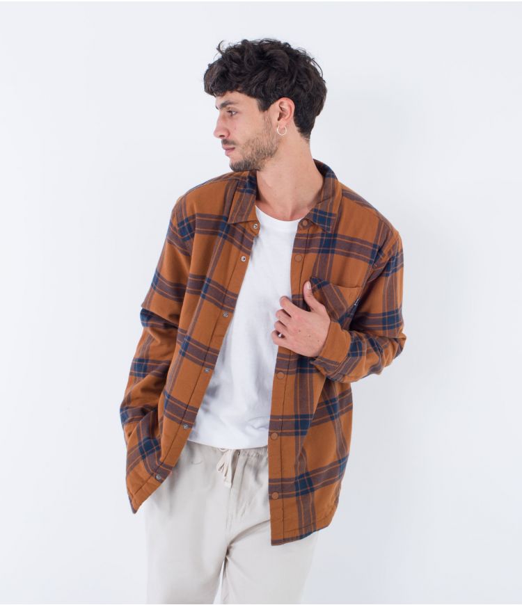 Hurley Portland sherpa lined flannel Shirt-Brown