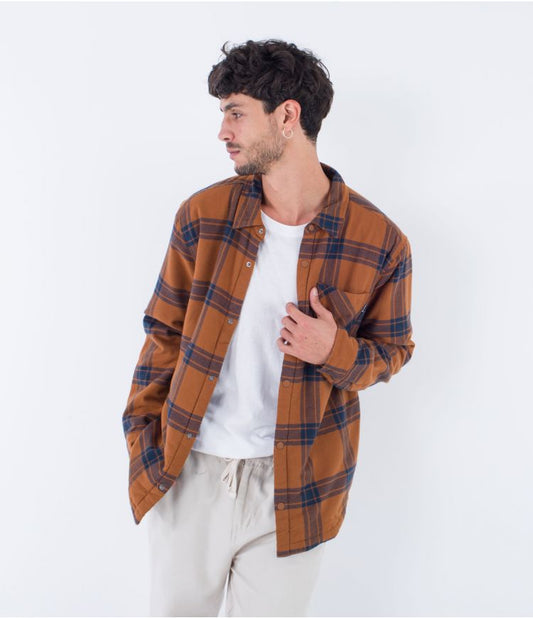 Hurley Portland sherpa lined flannel Shirt-Brown