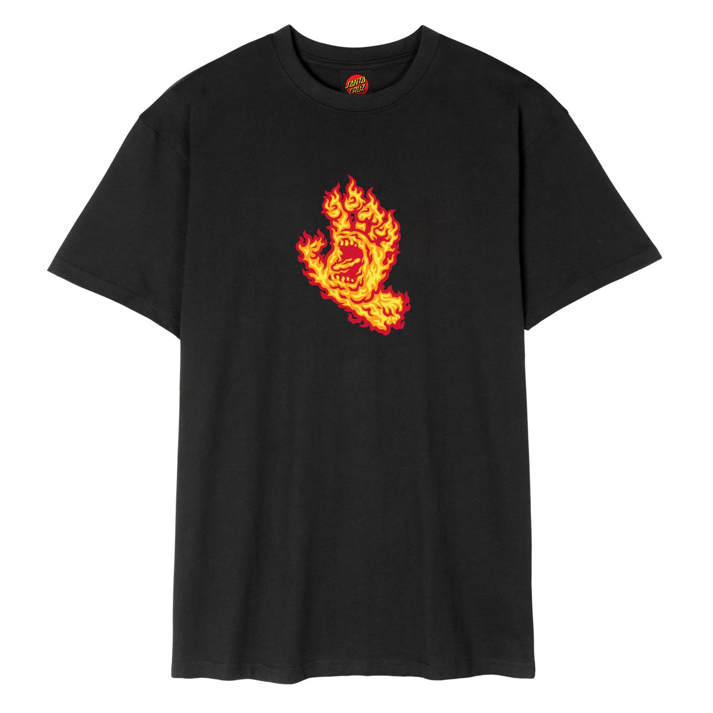 SANTA CRUZ MEN'S FLAMED HAND T SHIRT - BLACK