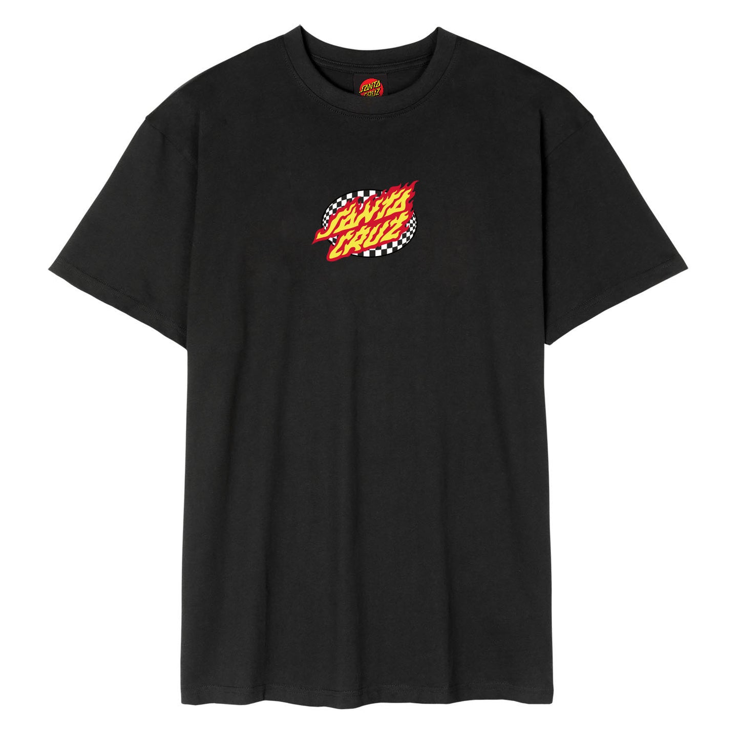 SANTA CRUZ MEN'S CHECK FLAME T SHIRT - BLACK