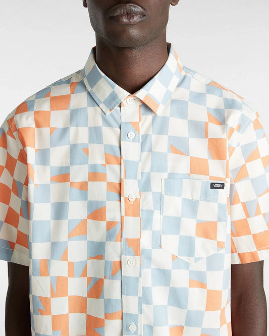 Vans Men's Watson woven Shirt-Marshmallow/Dusty Blue