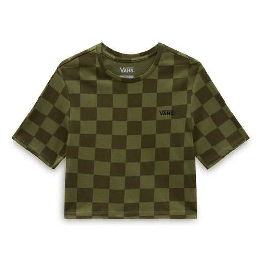 Vans Women's Checker Crew Crop Tshirt- Olivine | Vans |