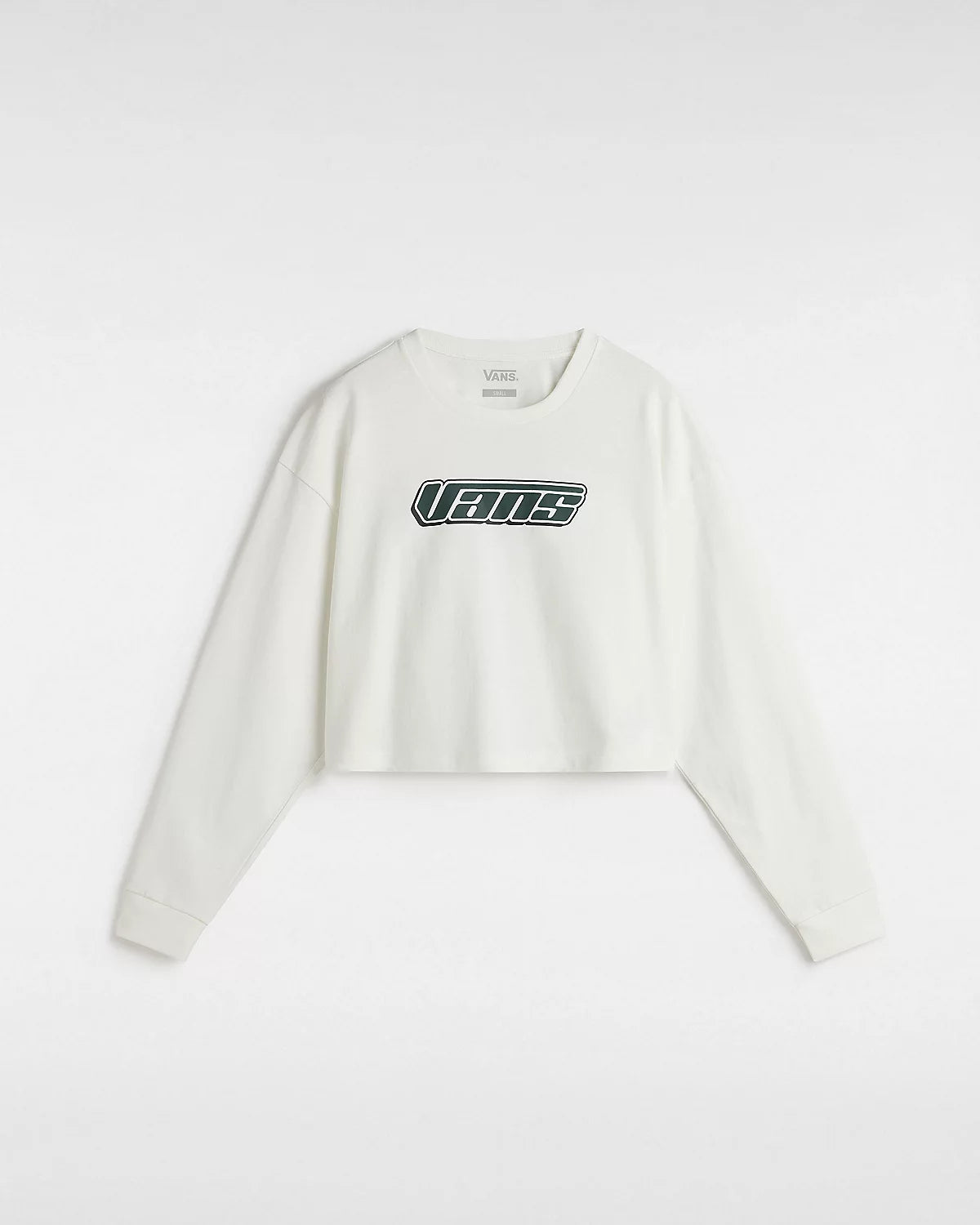 Vans Retro V Hook and Loop Relaxed Long Sleeve Crop T-Shirt-Marshmallow