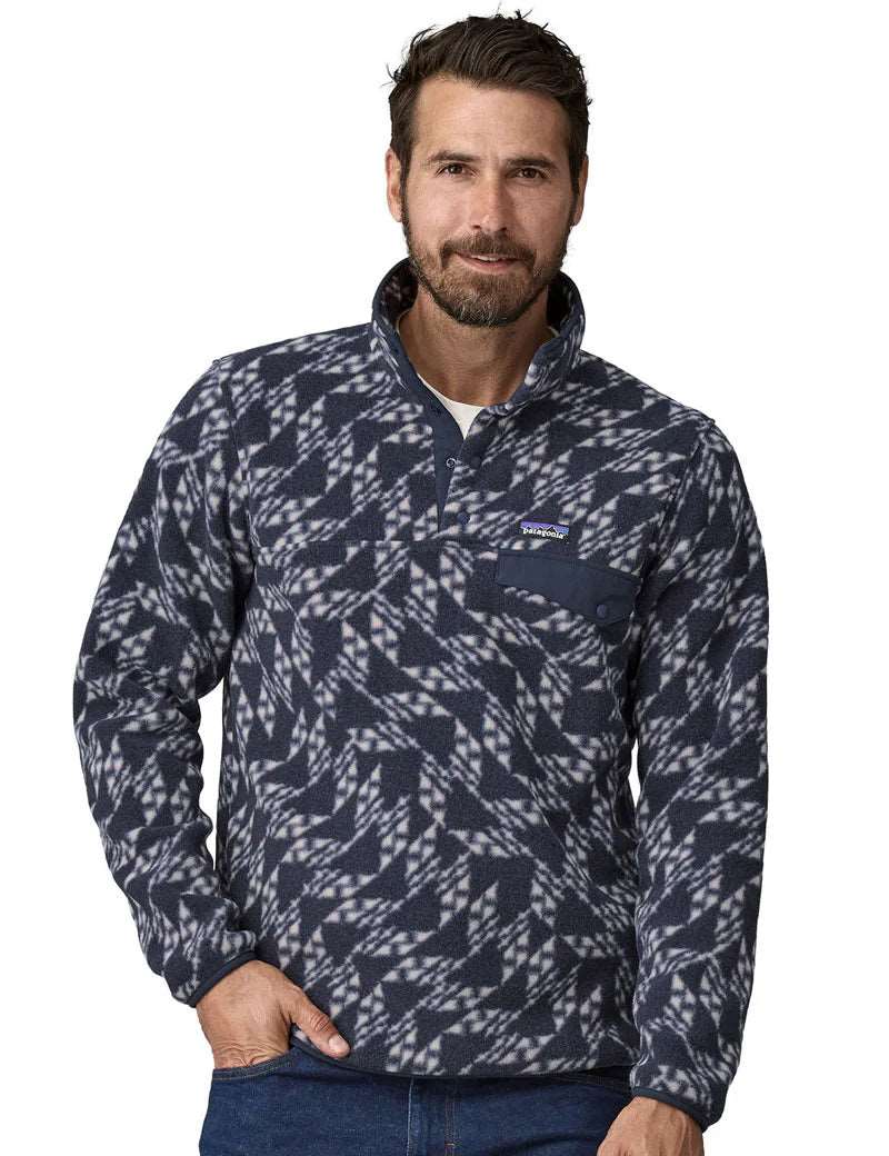 Patagonia Men's Lightweight Synchilla® Snap-T® Fleece Pullover-Synched Flight, New Navy