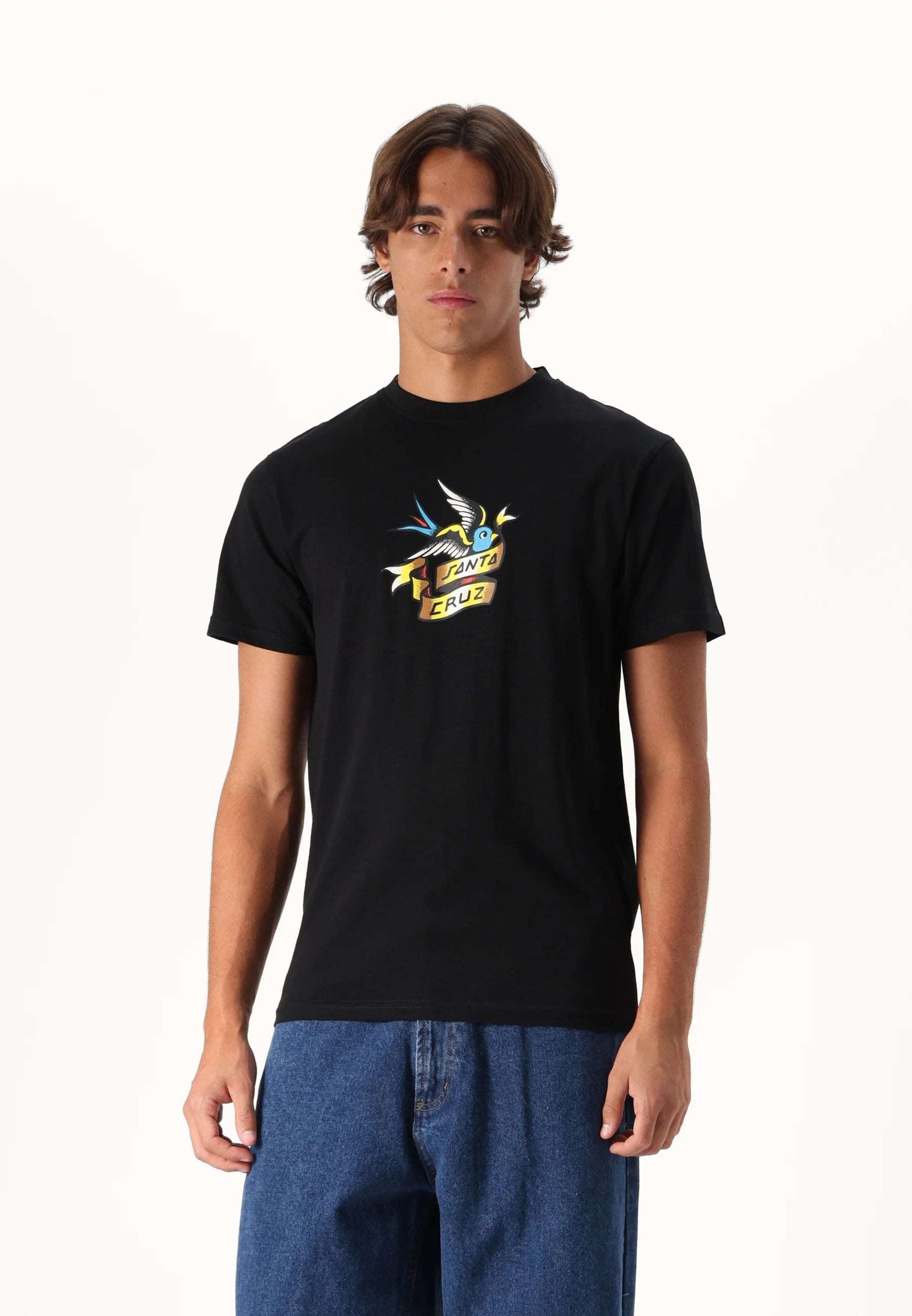 SANTA CRUZ MEN'S SOMMER SPARROW T SHIRT - BLACK