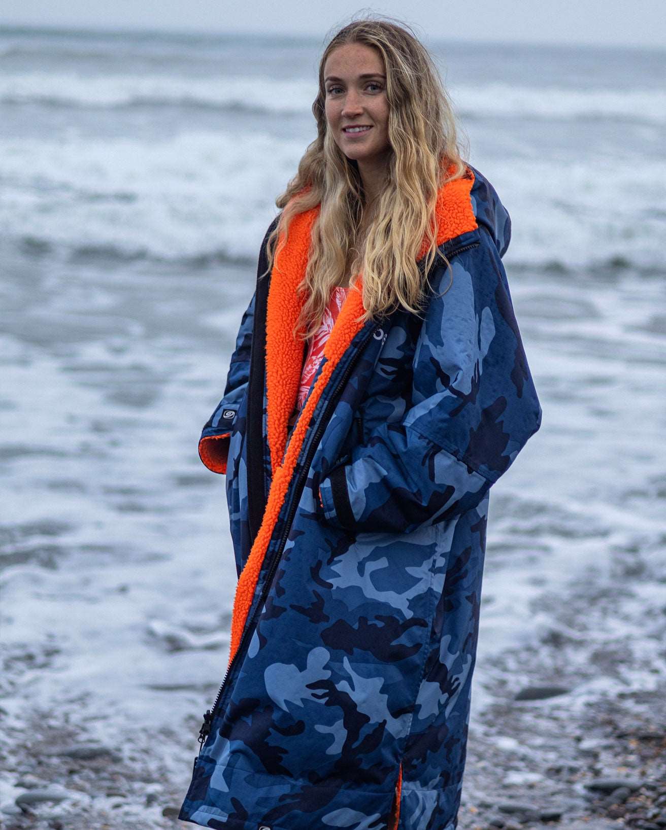 DryRobe V3 Adult Long Sleeve Blue Camo / Orange