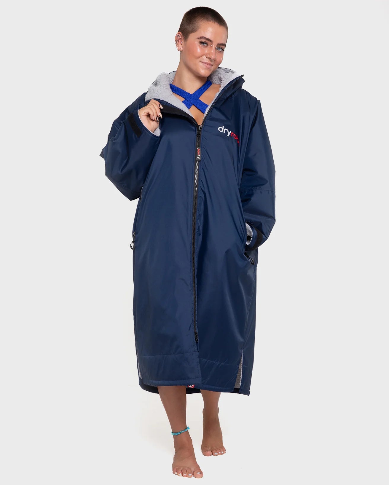 Dry Robe V3 Adult Long Sleeve Navy Blue/Grey